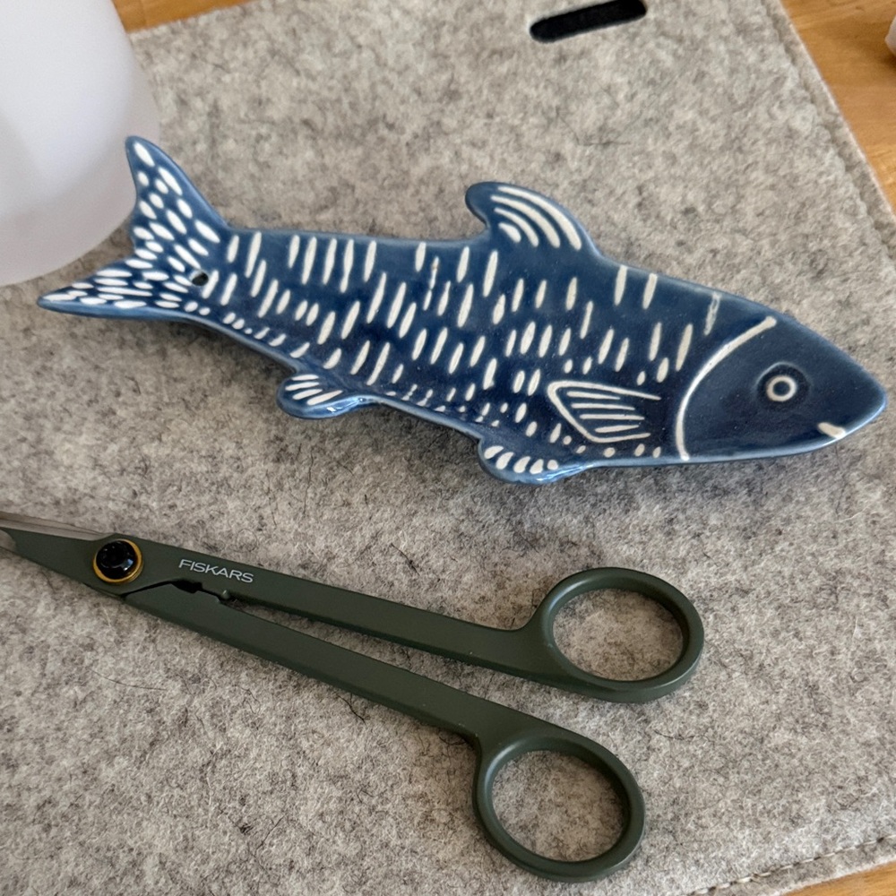 Blue Fish-Shaped Ceramic Dish